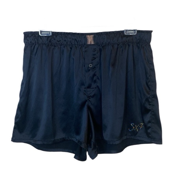 NWOT Savage x Fenty Unisex Black Satin Boxer Shorts, Size Large - Picture 3 of 8